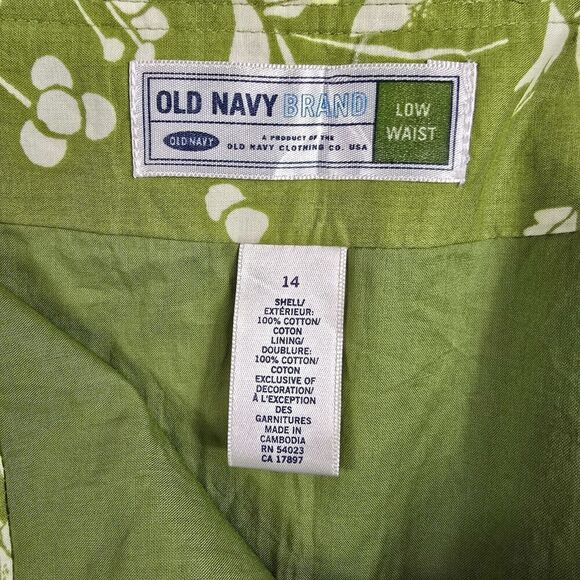 Old‎ Navy Mini Hawaiian Skirt 14 Green Tropical Floral Resort Boho Dainty Flowy - Picture 7 of 7